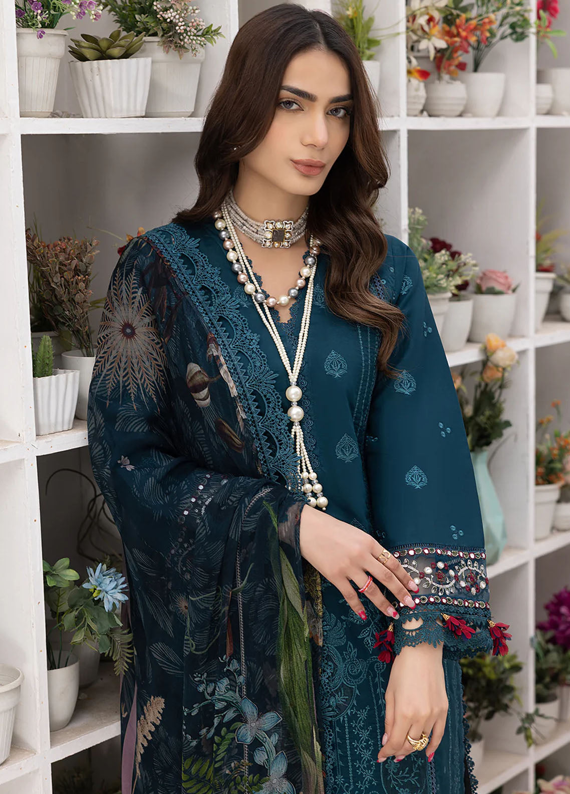 Izel Pret Embroidered Lawn 3 Piece Suit Peacock