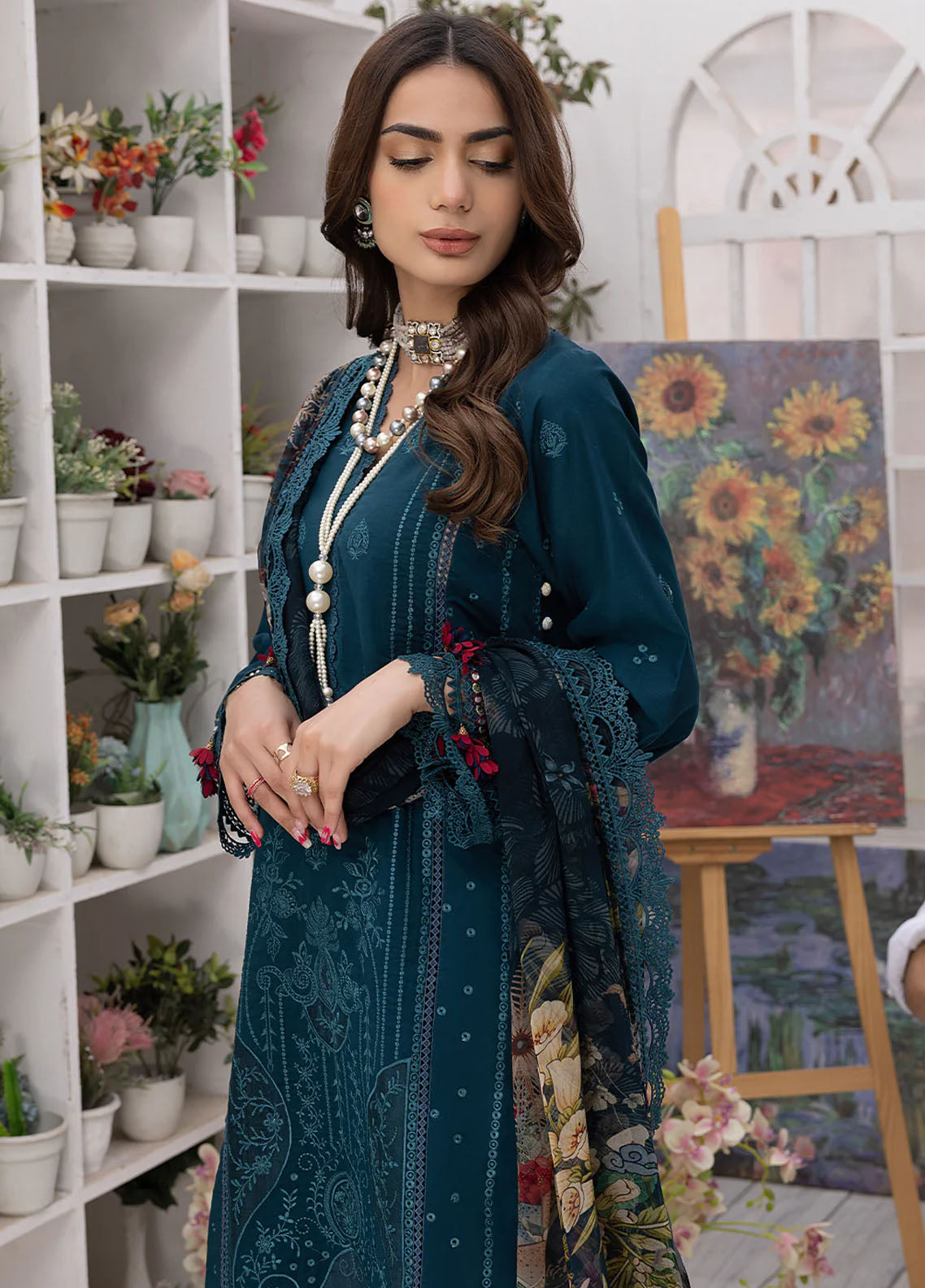 Izel Pret Embroidered Lawn 3 Piece Suit Peacock