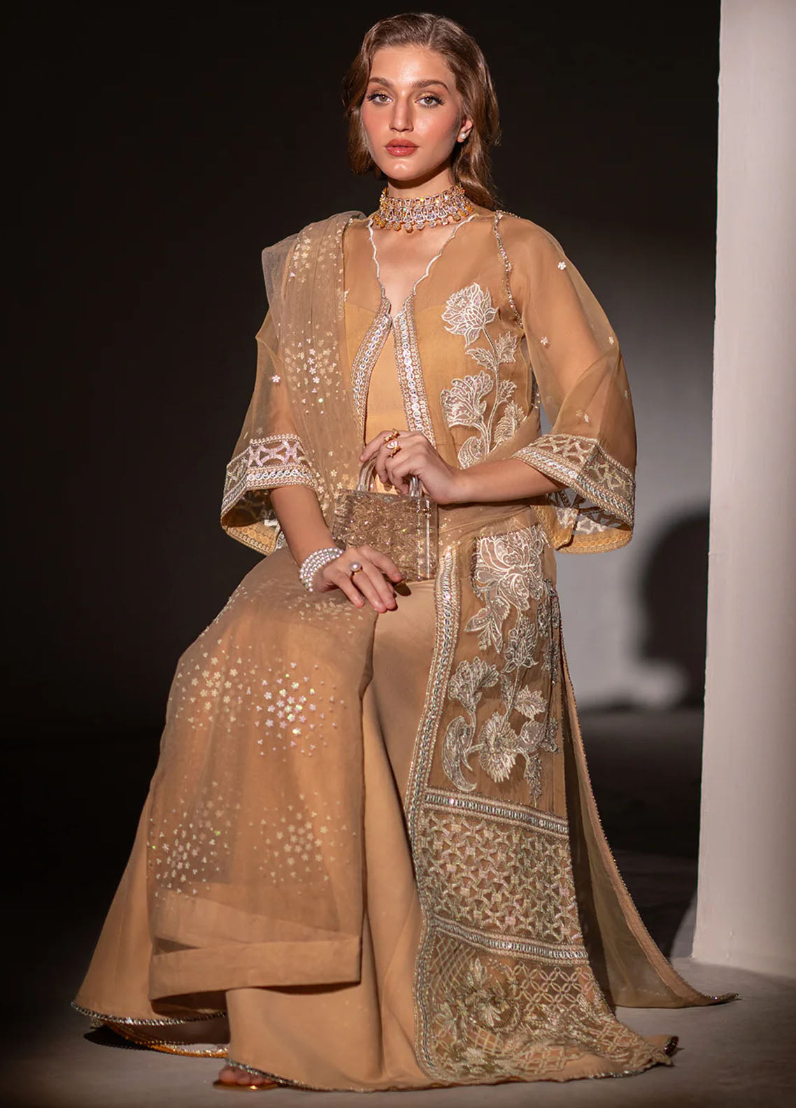 Izel Pret Embroidered Organza 3 Piece Suit SLC-012-Kirk