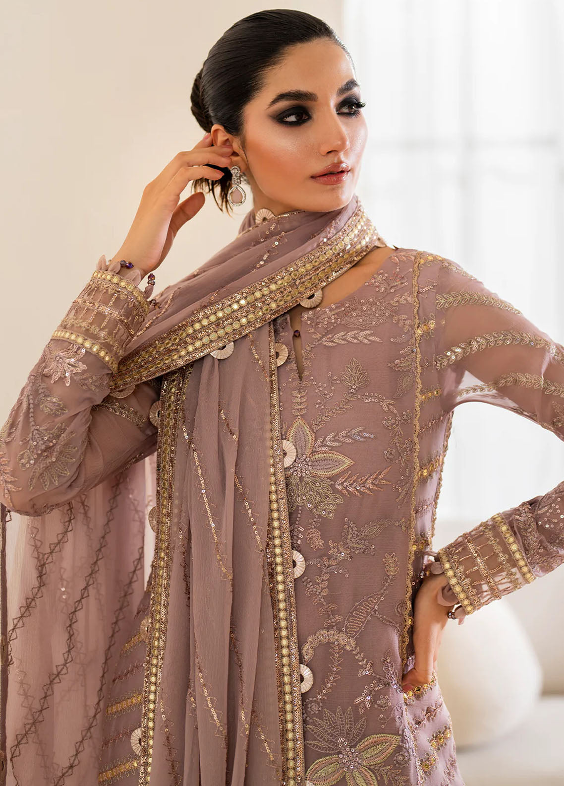 Iznik Embroidered Chiffon Suits Unstitched 3 Piece IZ24CC CC-48 - Luxury Collection