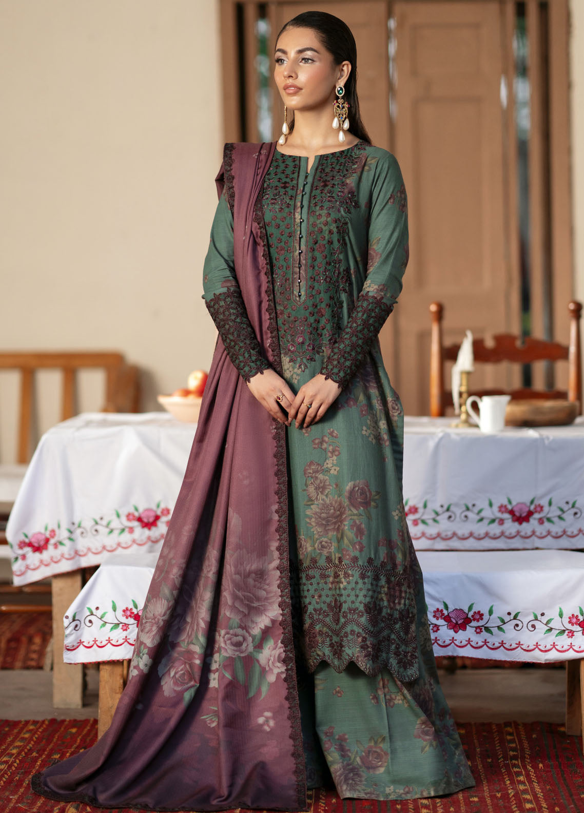 Iznik Embroidered Khaddar Suit Unstitched 3 Piece IZ24PW IPK-08 - Winter Collection