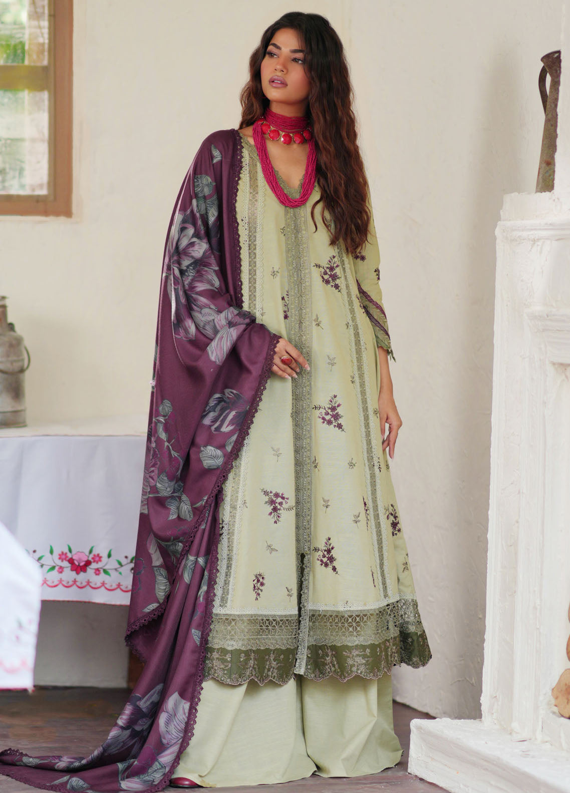 Iznik Embroidered Khaddar Suit Unstitched 3 Piece IZ24PW IPK-12 - Winter Collection