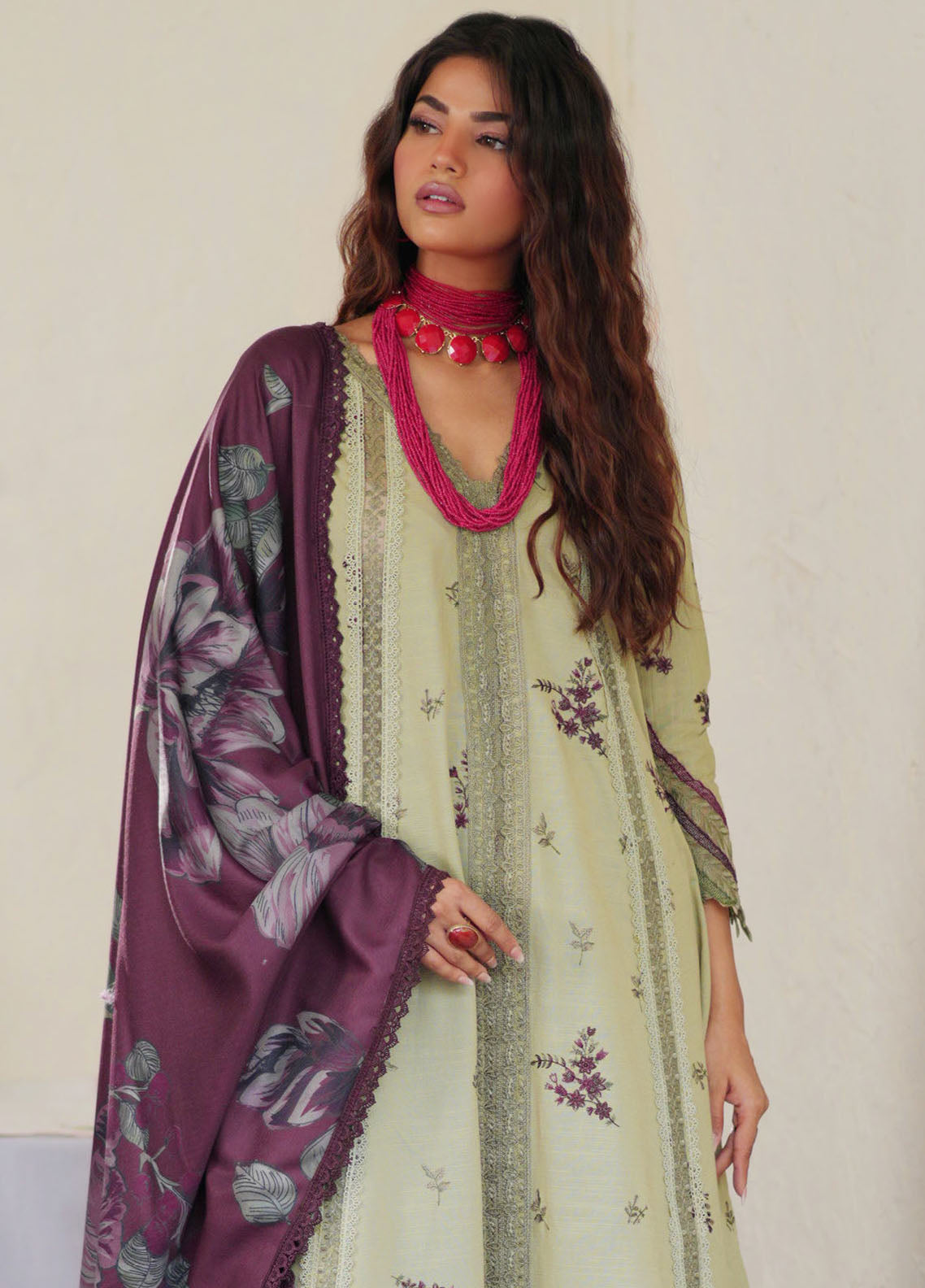 Iznik Embroidered Khaddar Suit Unstitched 3 Piece IZ24PW IPK-12 - Winter Collection