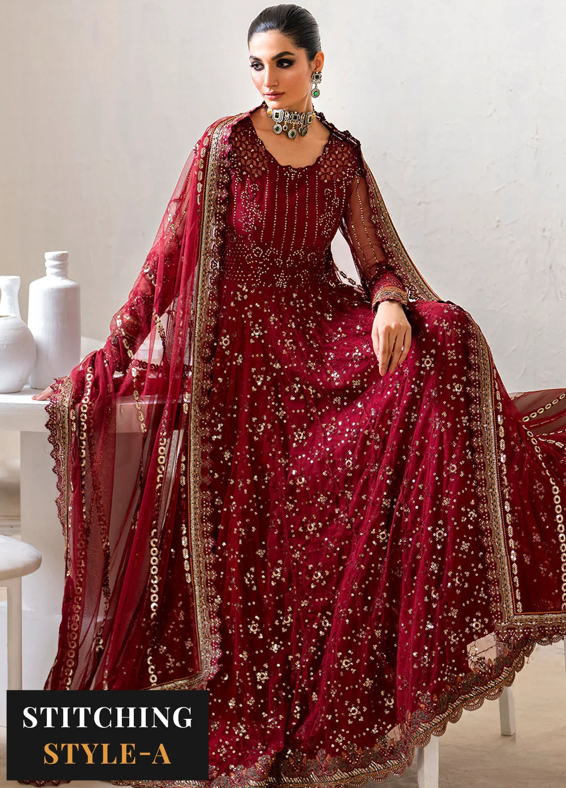 Iznik Embroidered Net Suits Unstitched 3 Piece IZ24CC CC-49 - Luxury Collection