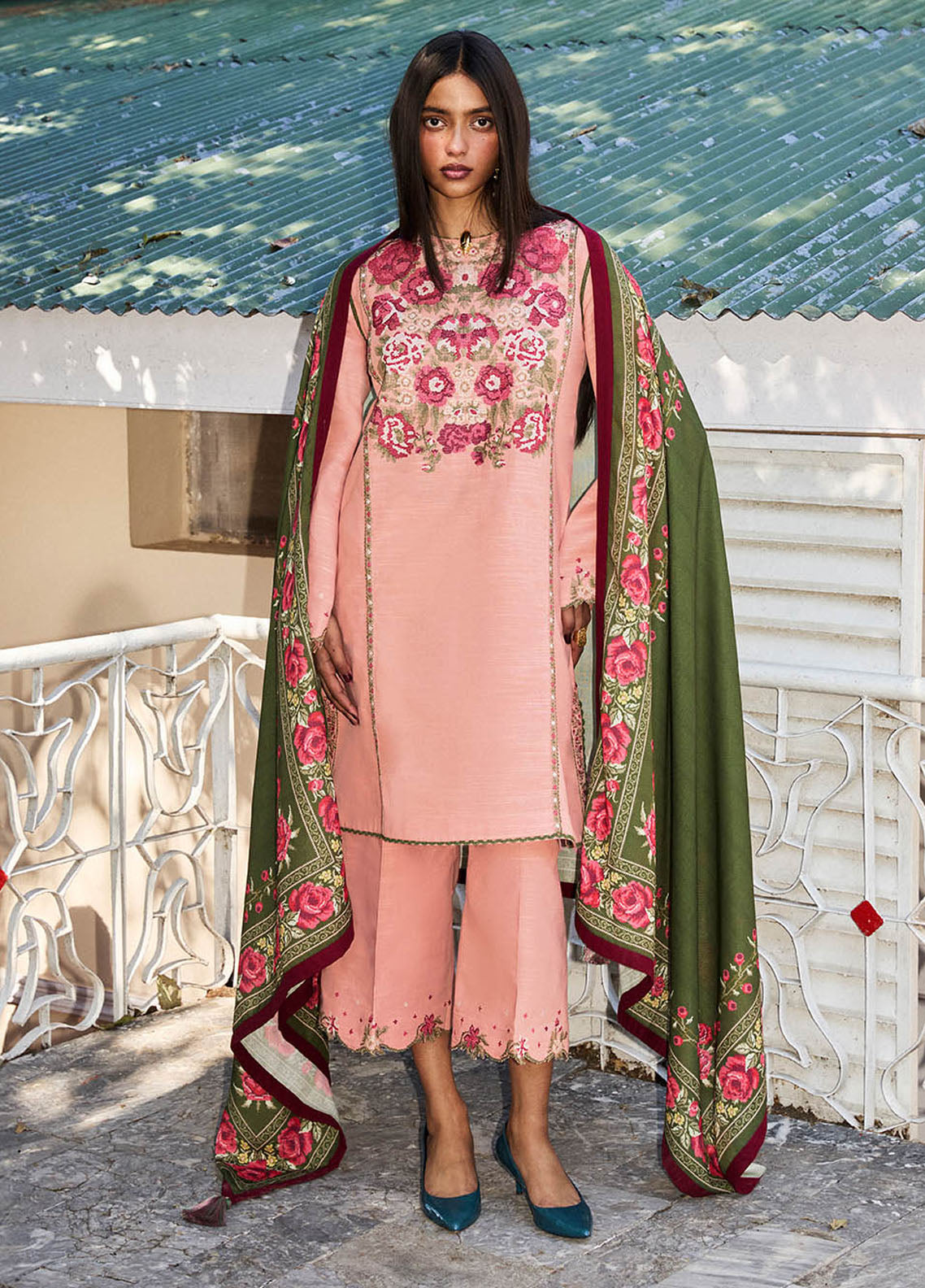 Jugnu by Hussain Rehar Embroidered Khaddar Suits Unstitched 3 Piece HRR24J Verona - Winter Collection