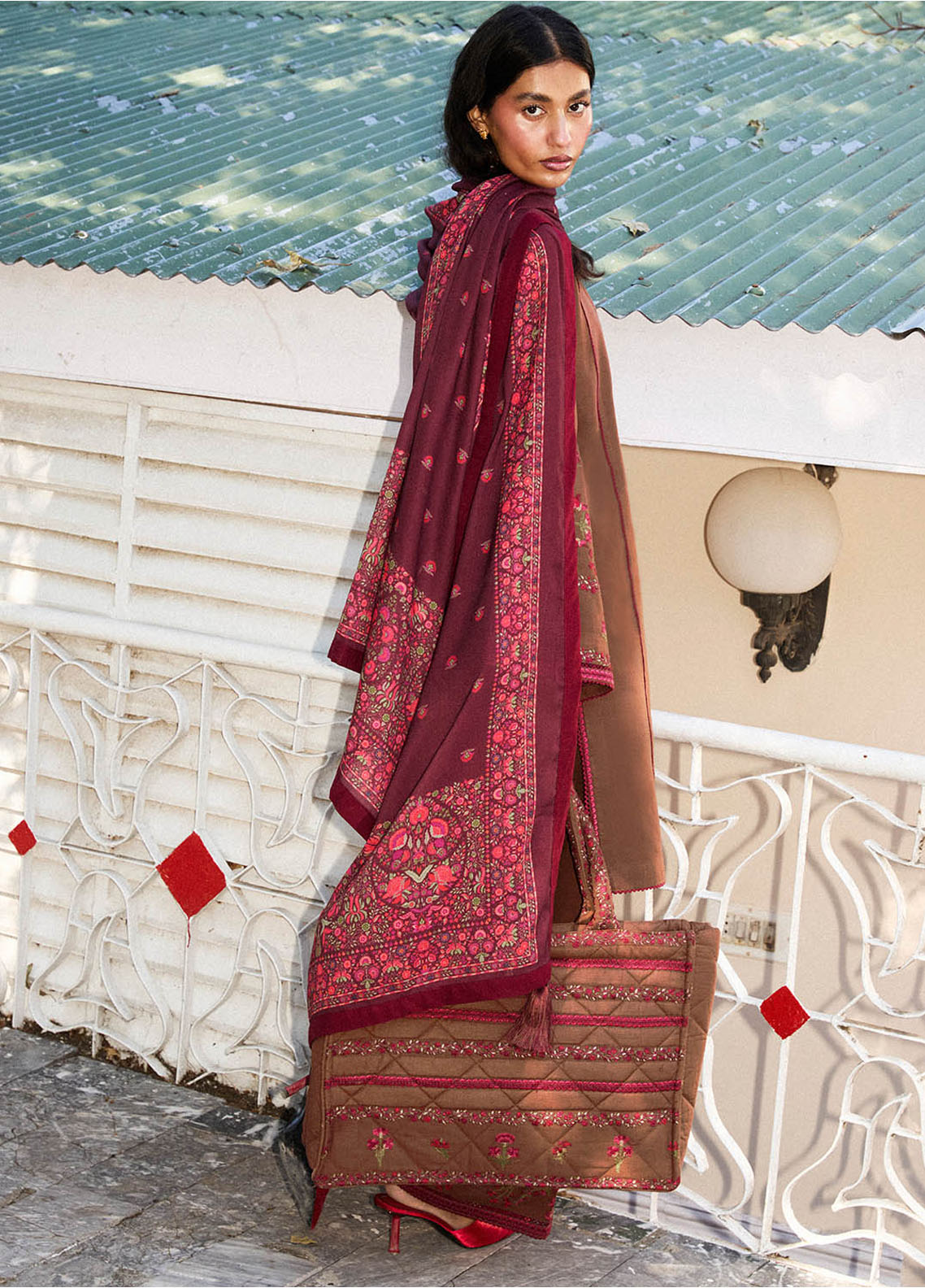 Jugnu by Hussain Rehar Embroidered Khaddar Suits Unstitched 3 Piece HRR24J Hazel - Winter Collection