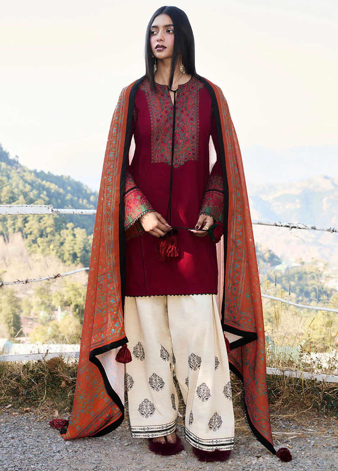 Jugnu by Hussain Rehar Embroidered Khaddar Suits Unstitched 3 Piece HRR24J Ember - Winter Collection