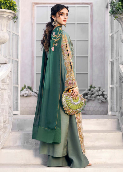 Jamnii Pret Embroidered Chiffon 3 Piece Suit Sage