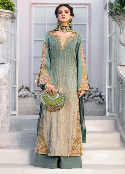 Jamnii Pret Embroidered Chiffon 3 Piece Suit Sage