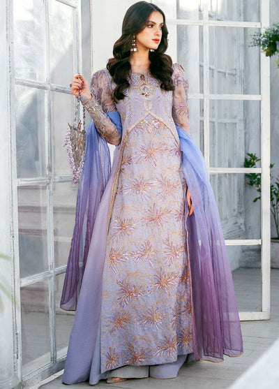 Jamnii Pret Embroidered Raw Silk 3 Piece Suit Lavender Haze