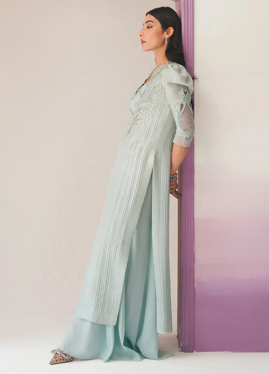 Jamnii Pret Embroidered Tissue Silk 2 Piece Suit Noor E Hayat