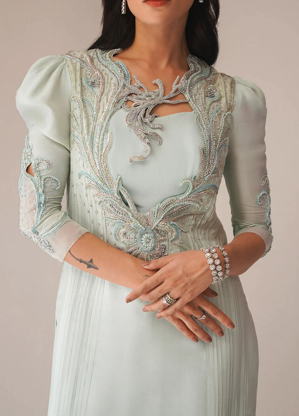 Jamnii Pret Embroidered Tissue Silk 2 Piece Suit Noor E Hayat