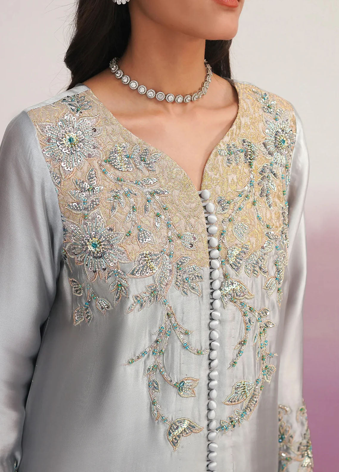 Jamnii Pret Embroidered Tissue Silk 3 Piece Suit Kehkashan