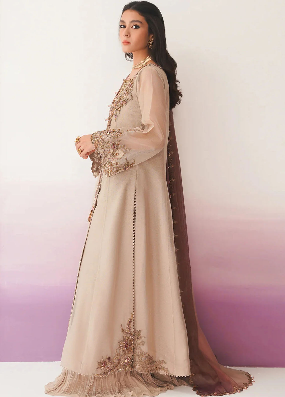 Jamnii Pret Embroidered Zari Net 3 Piece Suit Rooh E Man