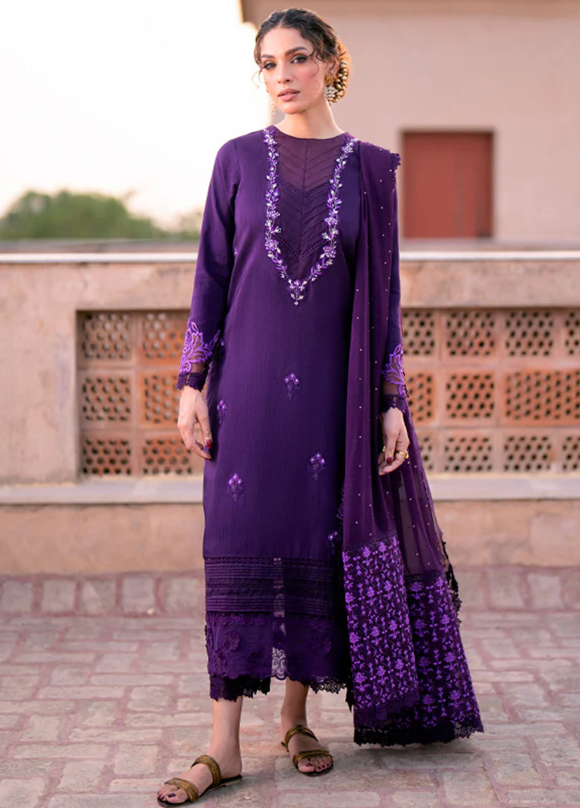 Kahani By Fozia Khalid Pret Embroidered Raw Silk 3 Piece Suit Manal