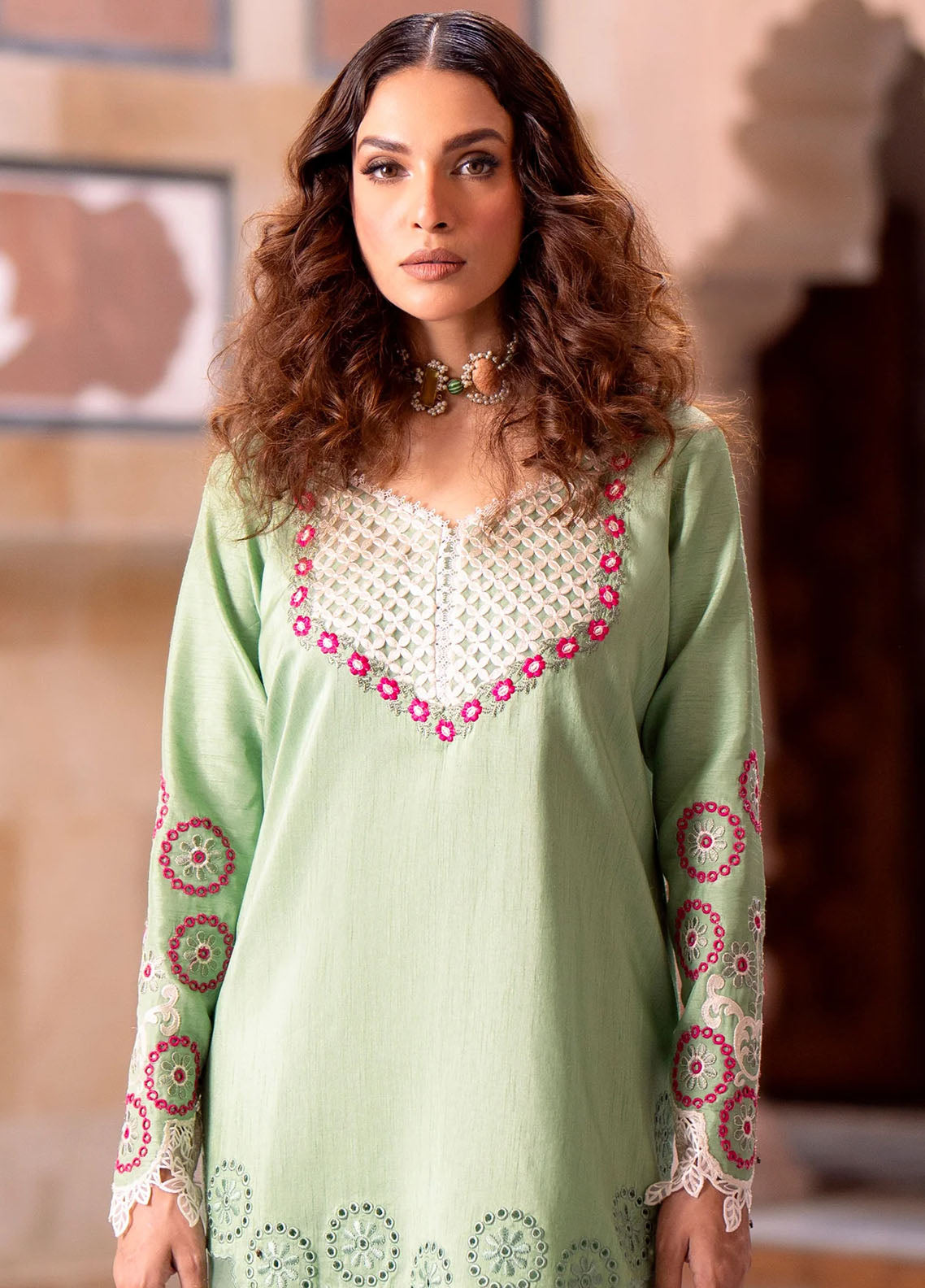 Kahani By Fozia Khalid Pret Embroidered Raw Silk 3 Piece Suit Shehnaz