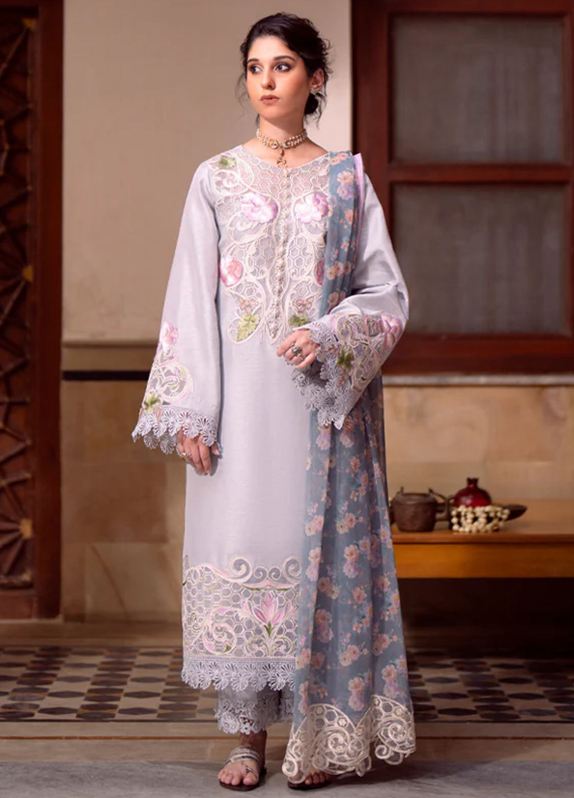 Kahani By Fozia Khalid Pret Embroidered Raw Silk 3 Piece Suit Yasmeen