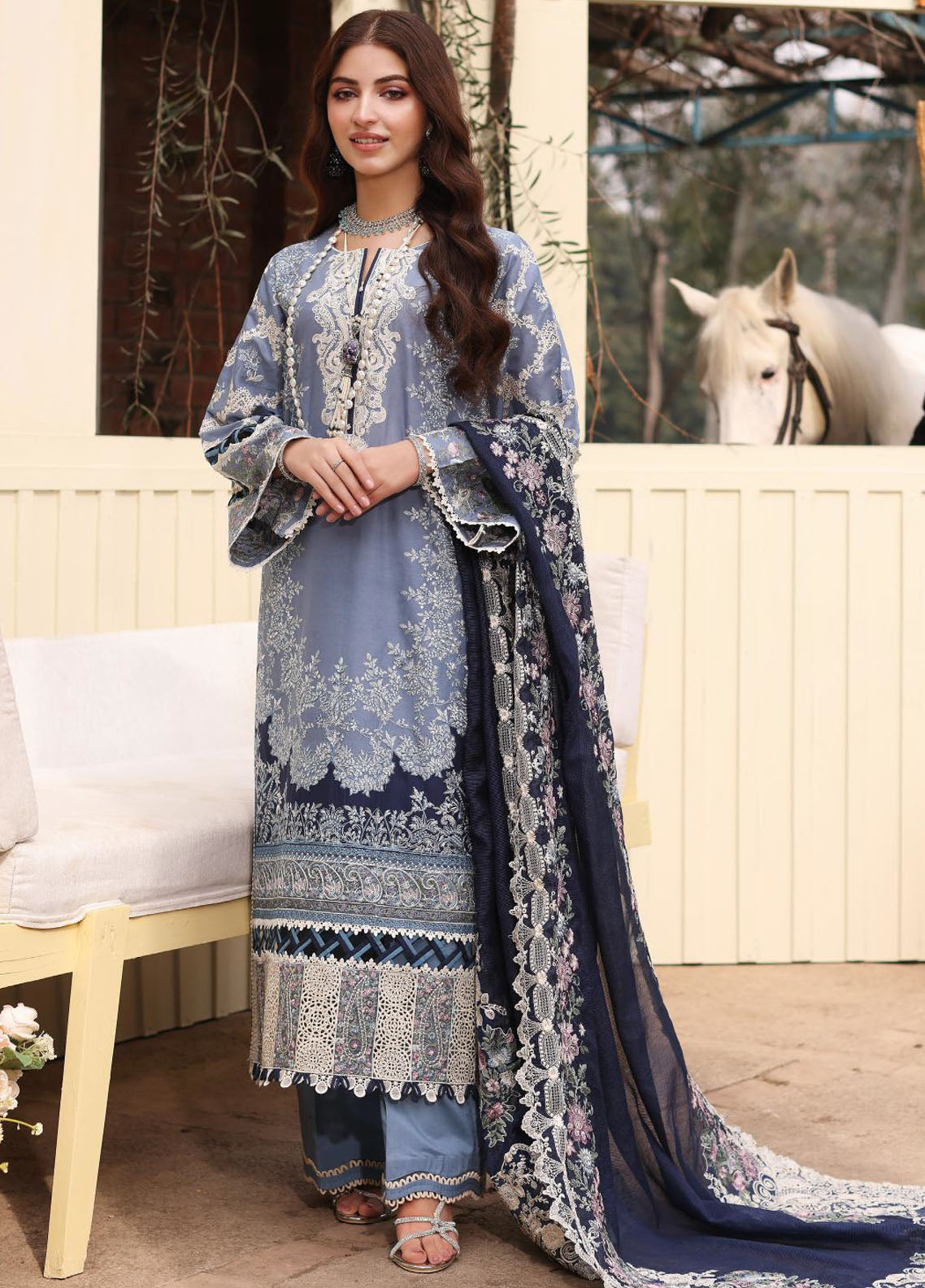 Kahf Festive Luxury Lawn Collection 2024 KFL-04 Kinza