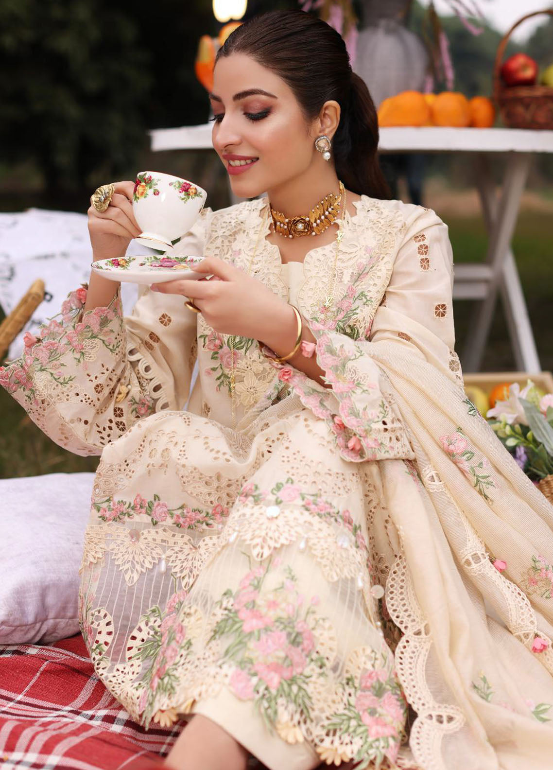 Kahf Festive Luxury Lawn Collection 2024 KFL-07 Shireen