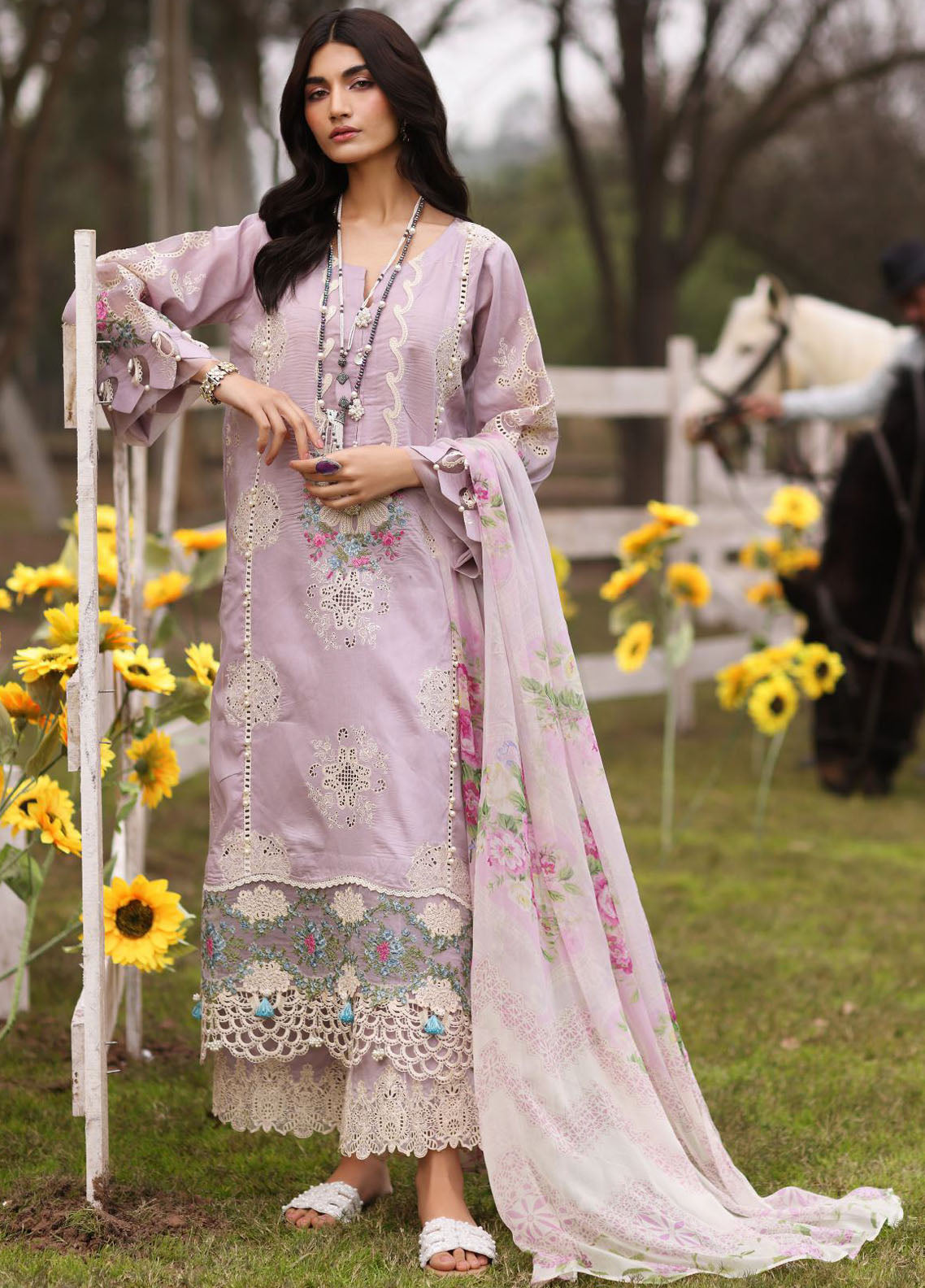 Kahf Festive Luxury Lawn Collection 2024 KFL-08 B Elaya