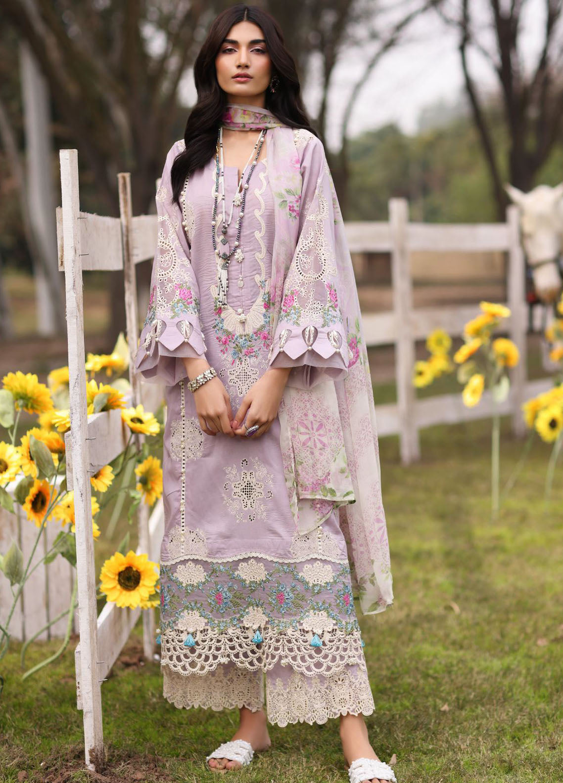 Kahf Festive Luxury Lawn Collection 2024 KFL-08 B Elaya