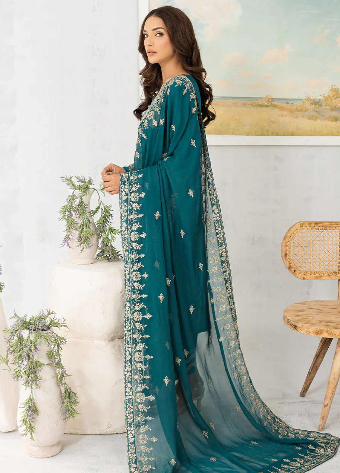 Muraad Pret Embroidered Raw Silk 3 Piece Suit Evara