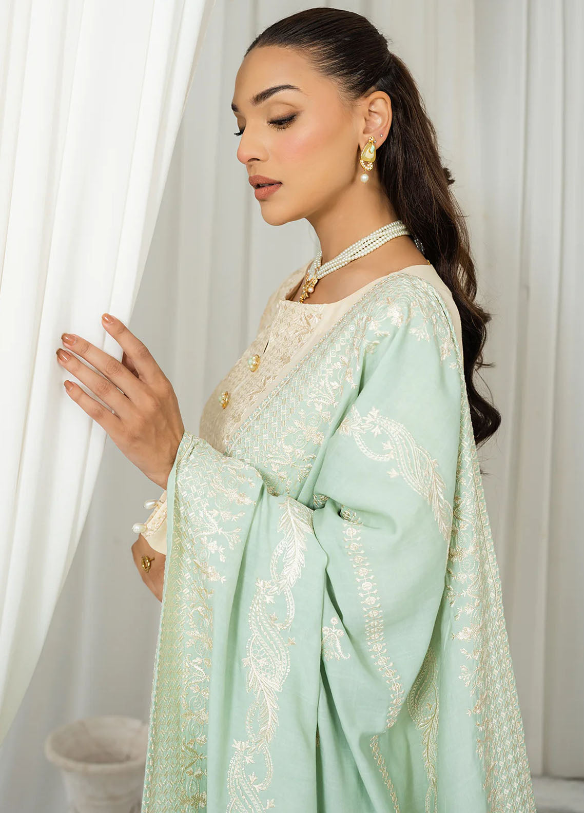 Muraad Pret Embroidered Raw Silk 3 Piece Suit Mila