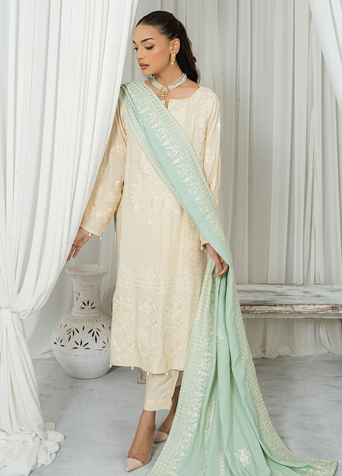 Muraad Pret Embroidered Raw Silk 3 Piece Suit Mila