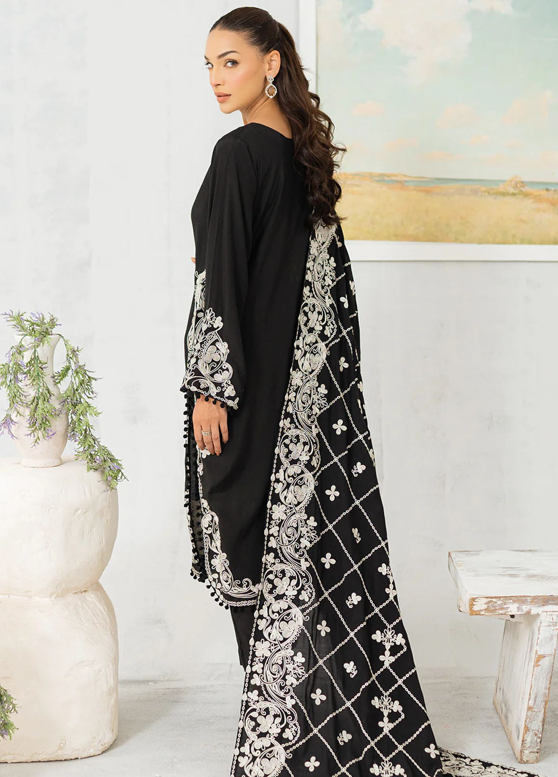 Muraad Pret Embroidered Raw Silk 3 Piece Suit Nora