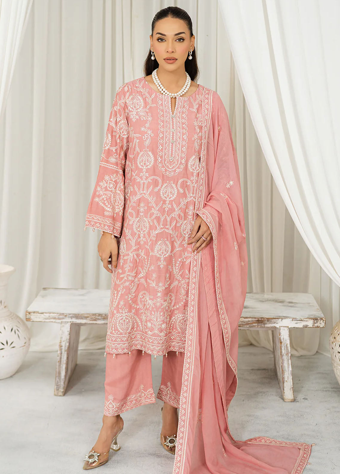 Muraad Pret Embroidered Raw Silk 3 Piece Suit Selia