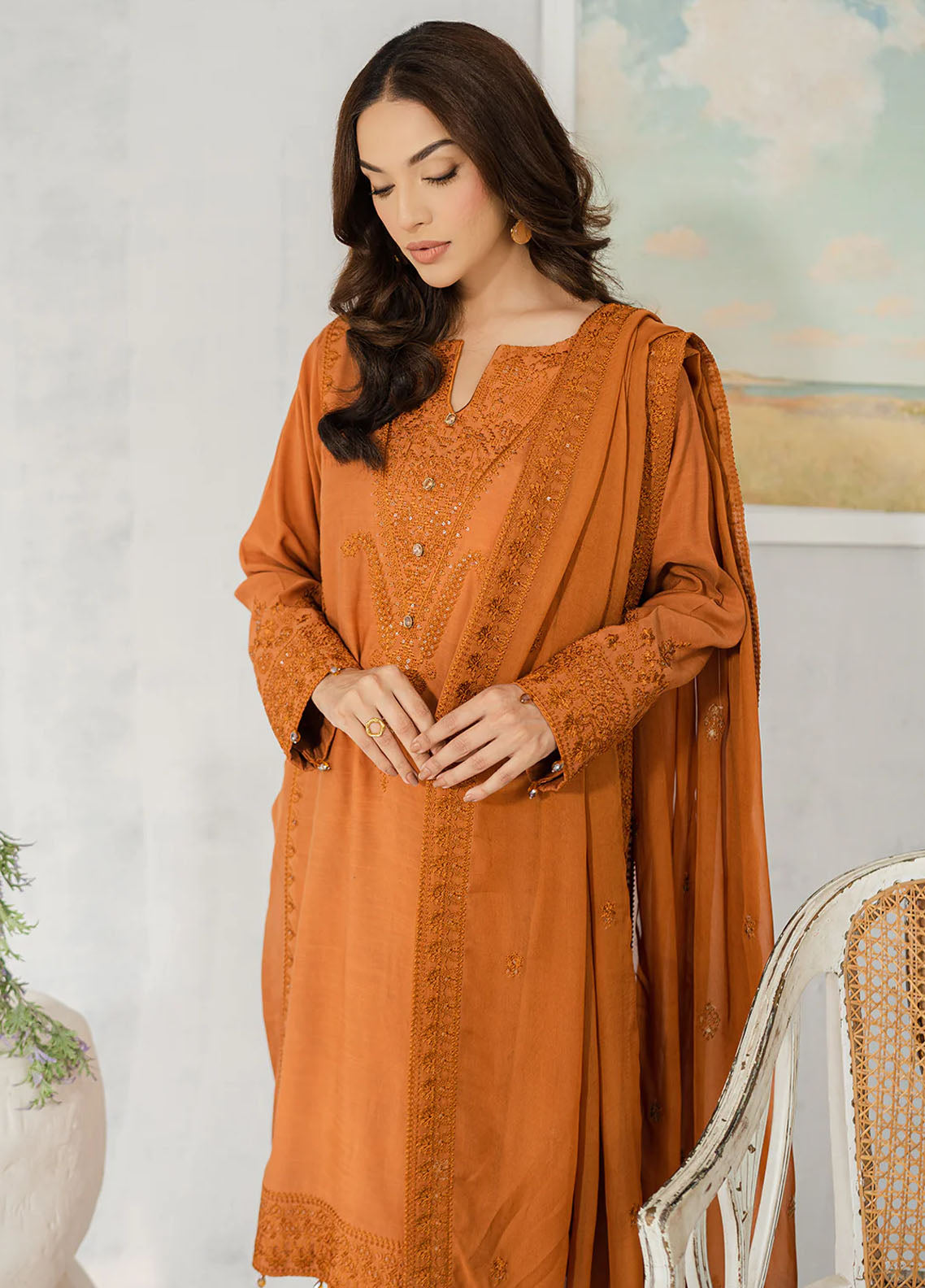 Muraad Pret Embroidered Raw Silk 3 Piece Suit Zoa