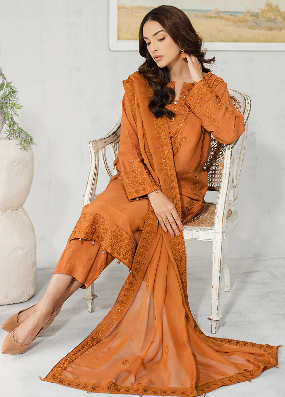Muraad Pret Embroidered Raw Silk 3 Piece Suit Zoa
