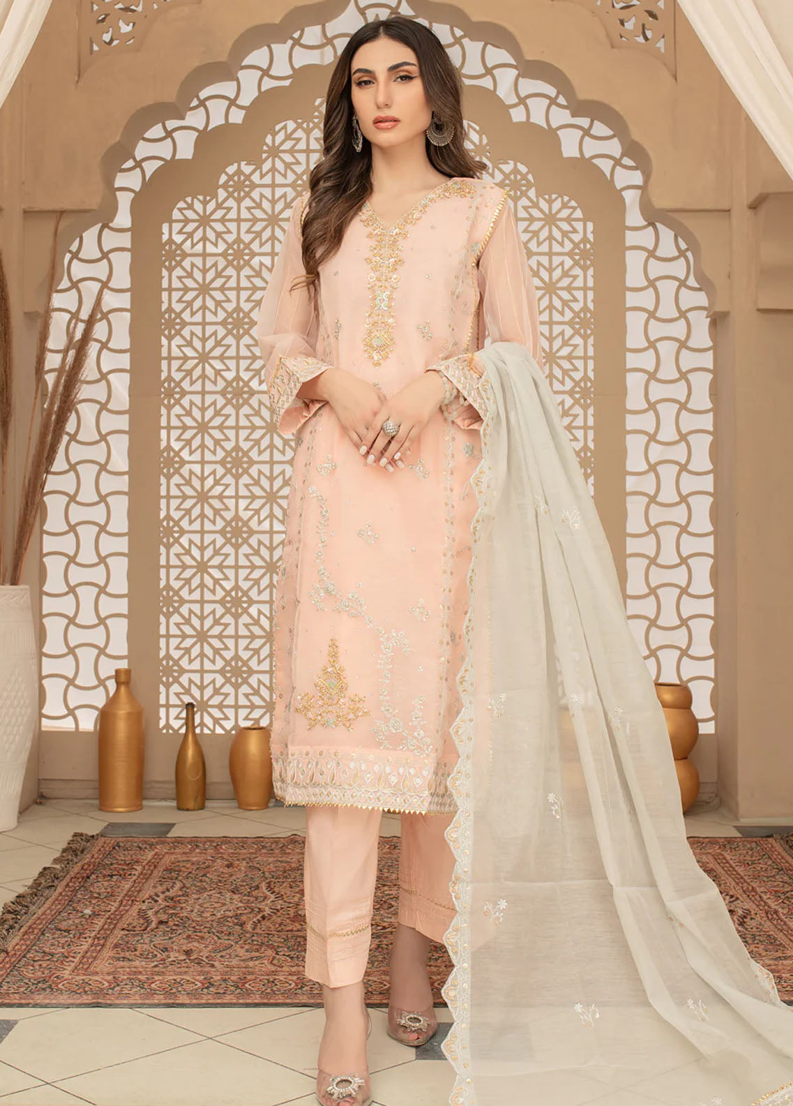 Shamooz Pret Embroidered Organza 3 Piece Suit SHM23K SEM-0497 Petal