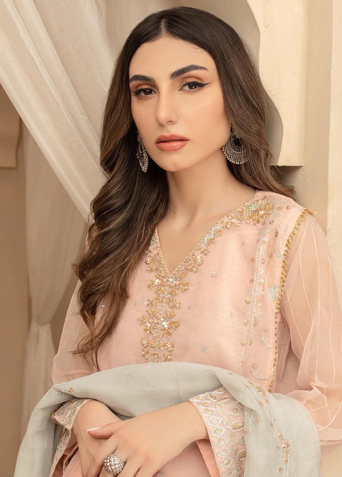 Shamooz Pret Embroidered Organza 3 Piece Suit SHM23K SEM-0497 Petal