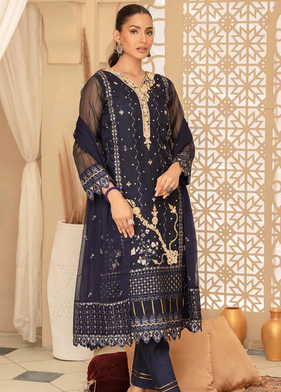 Shamooz Pret Embroidered Organza 3 Piece Suit SHM23K SEM-0509 Galaxy Blue