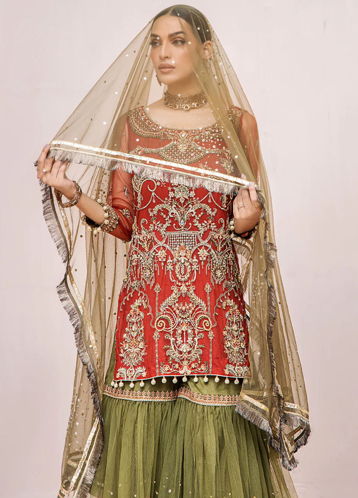 Malook By Shazia Ovais Pret Formal Net 3 Piece Suit MWE-003 Mahru