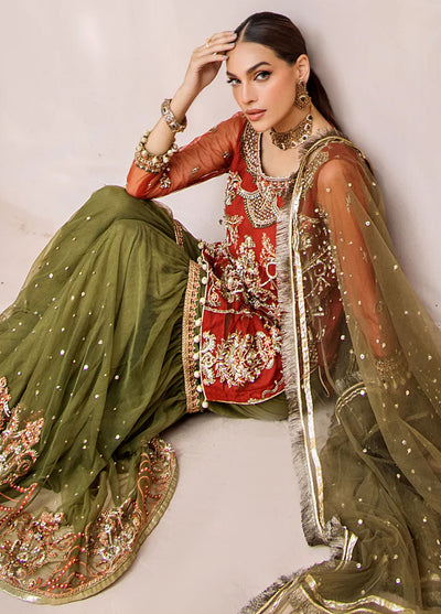 Malook By Shazia Ovais Pret Formal Net 3 Piece Suit MWE-003 Mahru