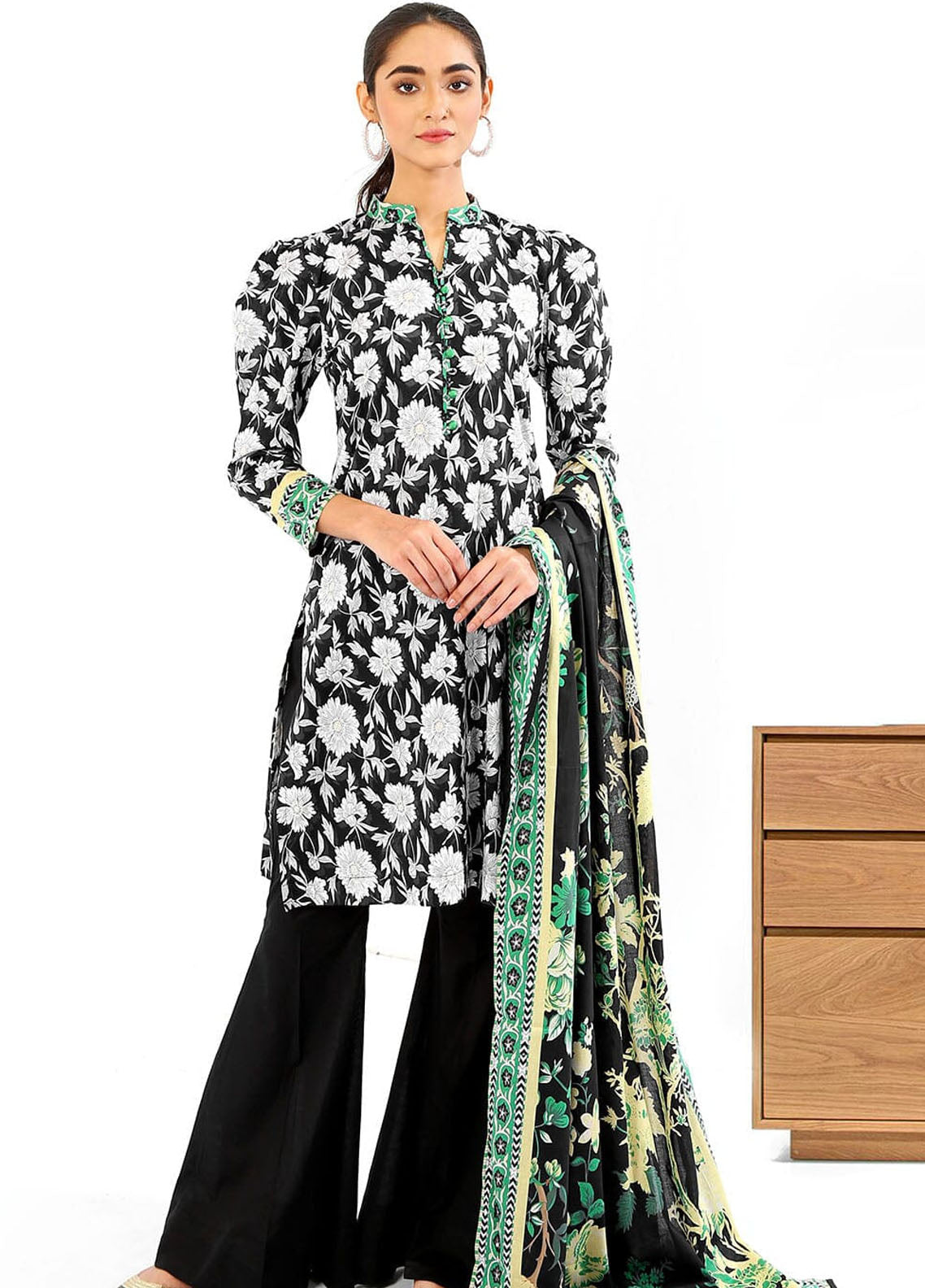 Khas Monochrome Unstitched Lawn Collection 2023 KLA-1999