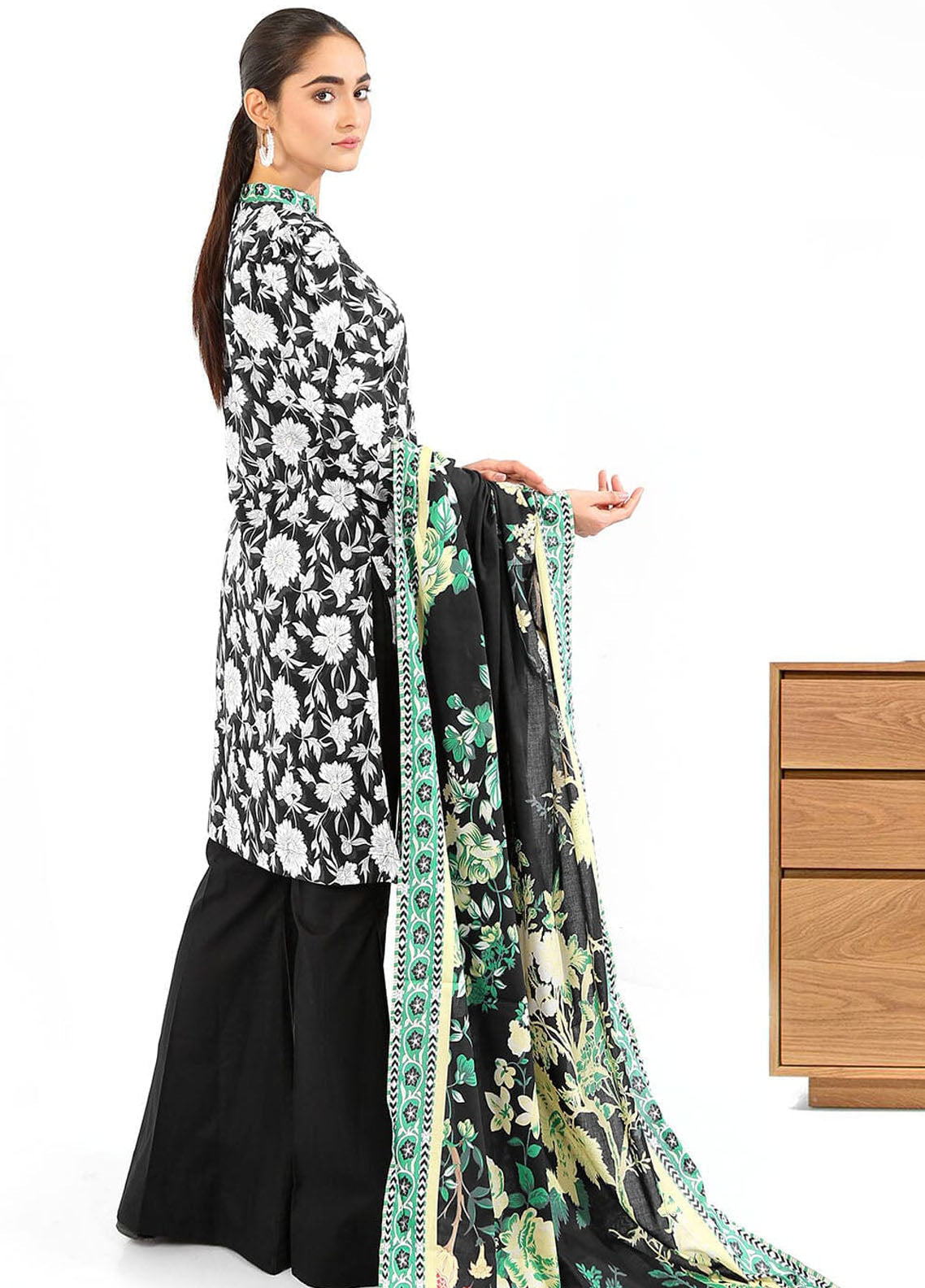 Khas Monochrome Unstitched Lawn Collection 2023 KLA-1999