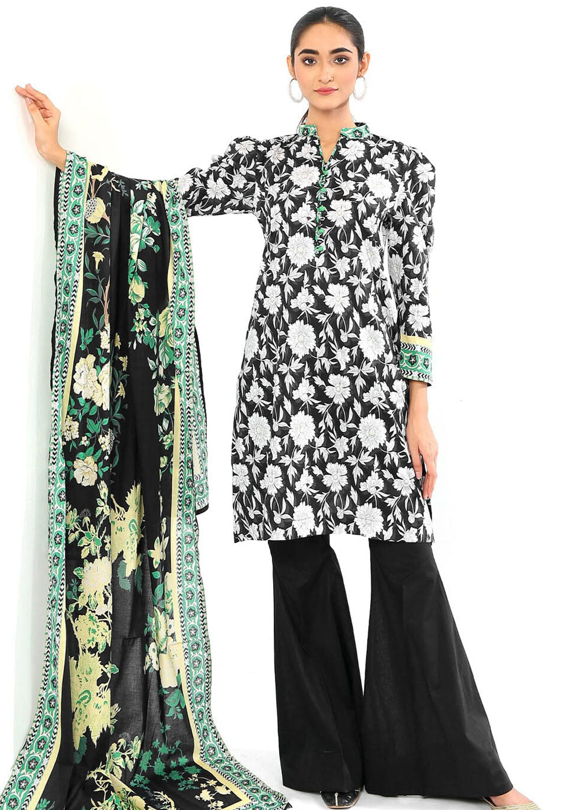 Khas Monochrome Unstitched Lawn Collection 2023 KLA-1999