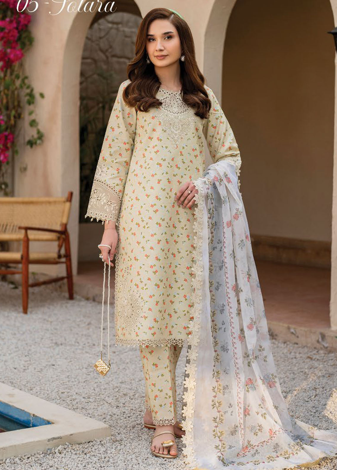 Levana by Alizeh Fashion Embroidered Lawn Suits Unstitched 3 Piece D-7025 Solara