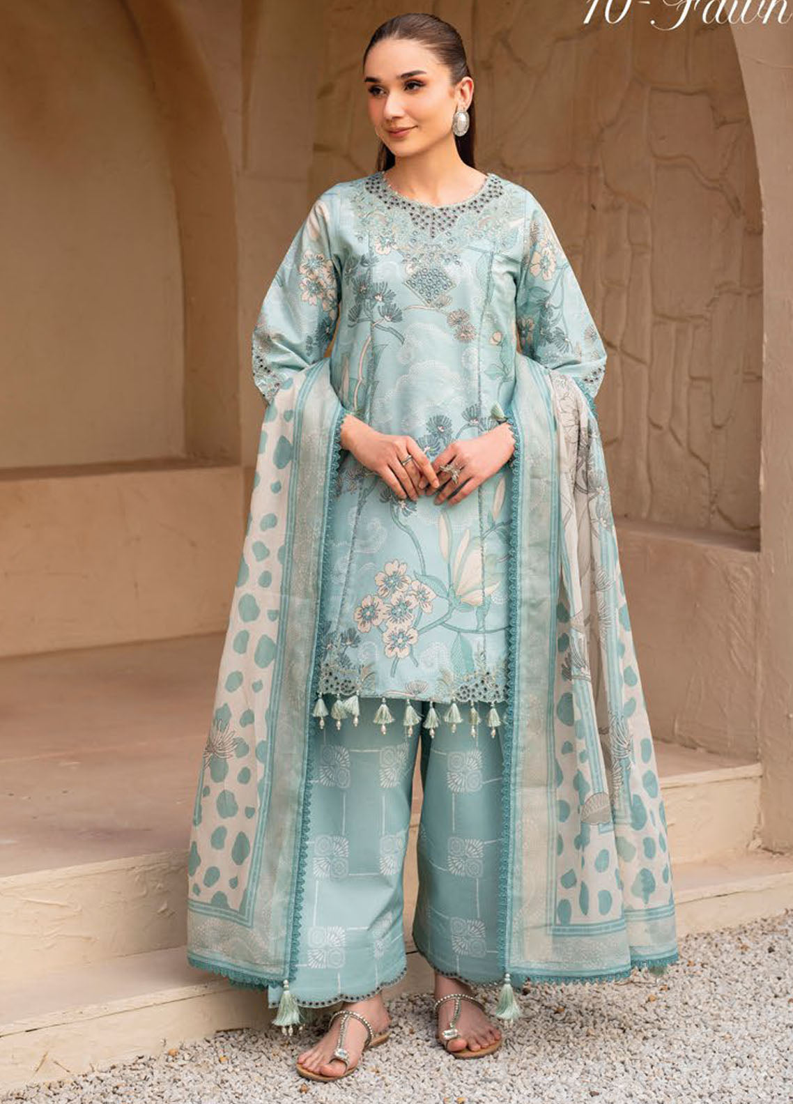 Levana by Alizeh Fashion Embroidered Lawn Suits Unstitched 3 Piece D-7030 Fawn