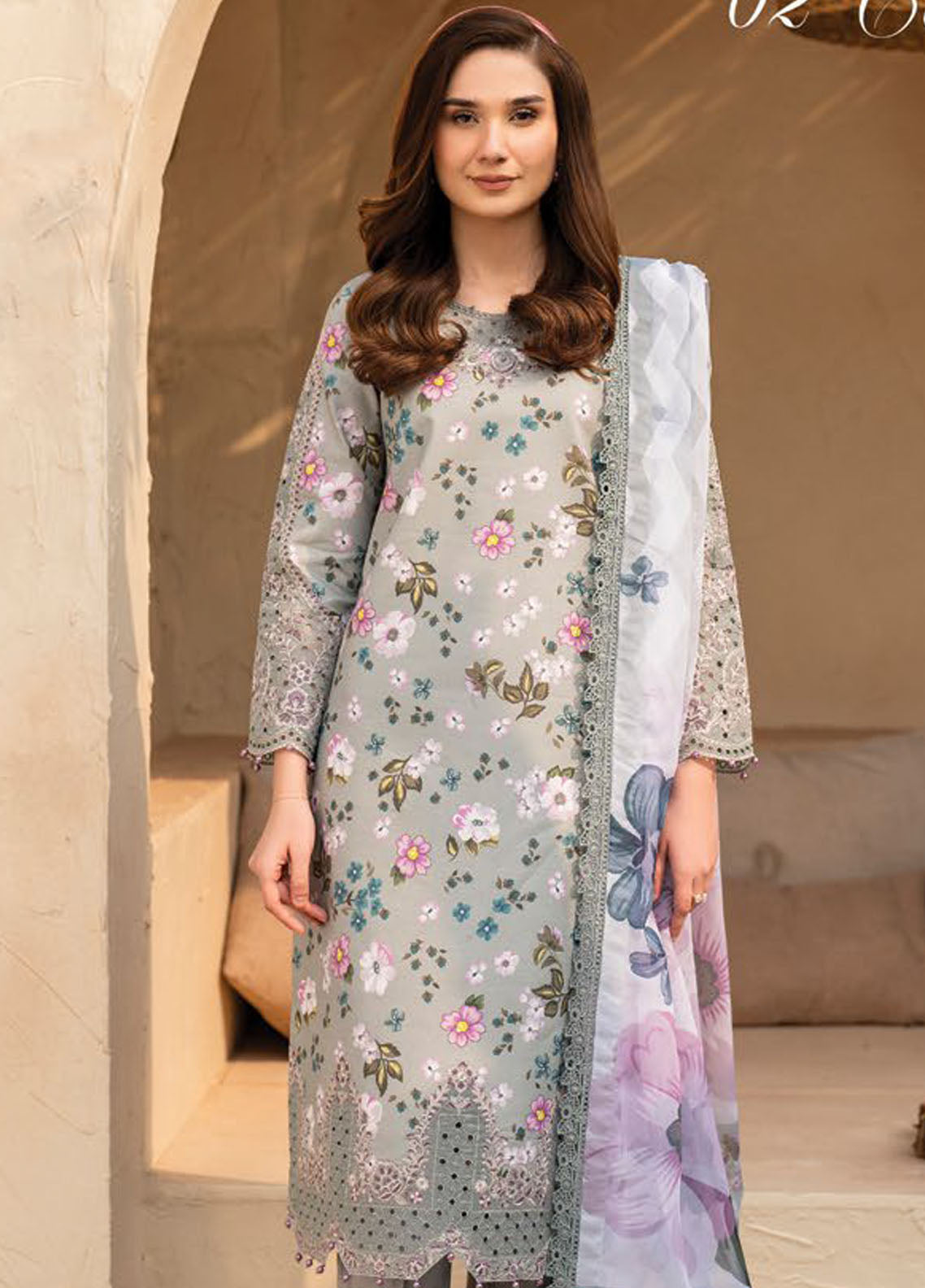 Levana by Alizeh Fashion Embroidered Lawn Suits Unstitched 3 Piece D-7022 Cinder