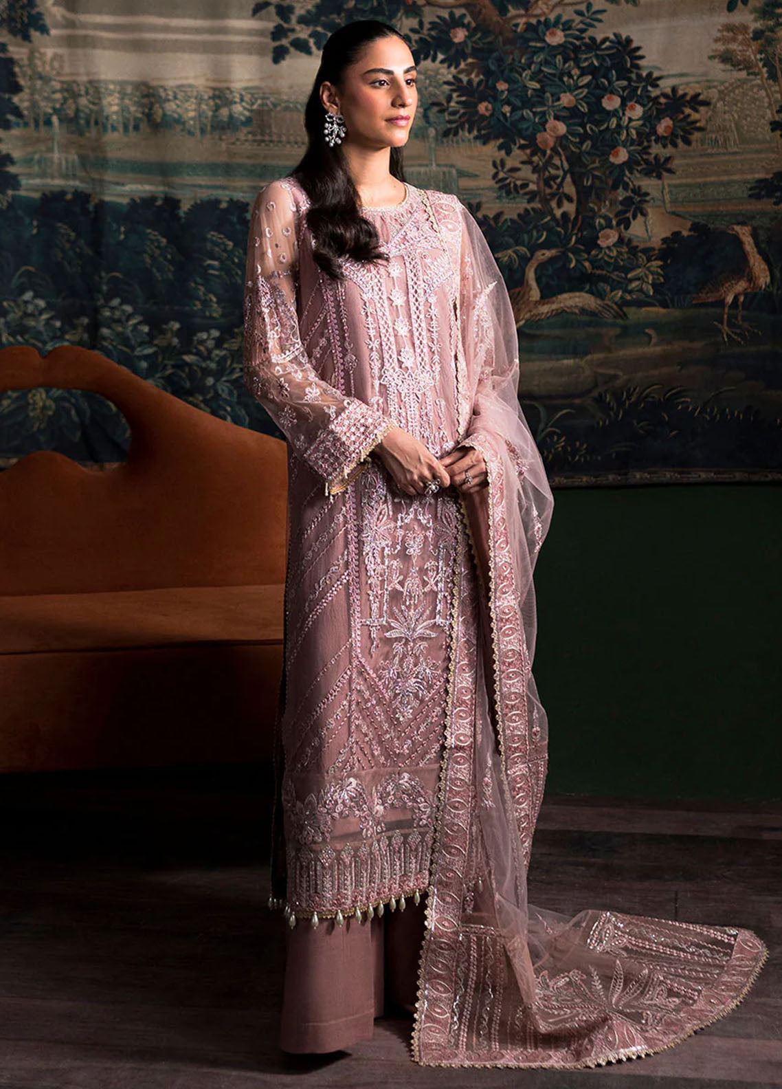 La Regina by Seraph Unstitched Chiffon Edit 2024 Vol-1 Azalea