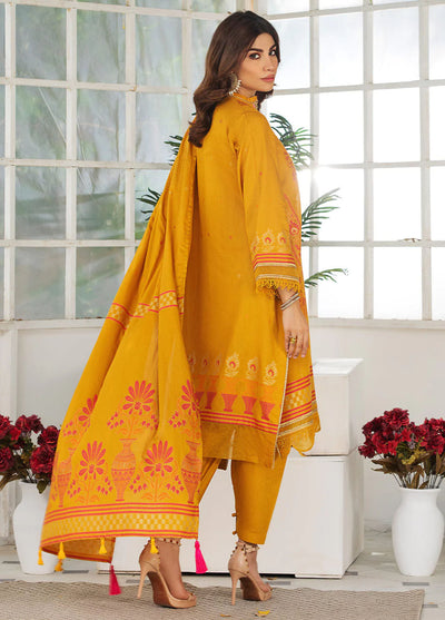 La Rosaa Pret Embroidered Cotton 3 Piece Suit JLA02 MUSTARD YELLOW