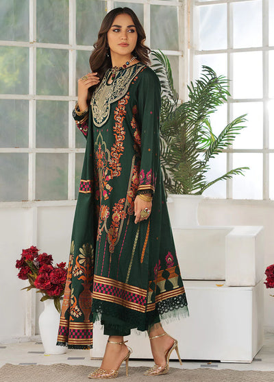 La Rosaa Pret Embroidered Cotton 3 Piece Suit JLA09 GREEN