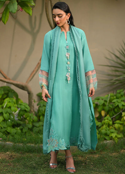 Hue Pret Embroidered Raw Silk 3 Piece Suit Breeze