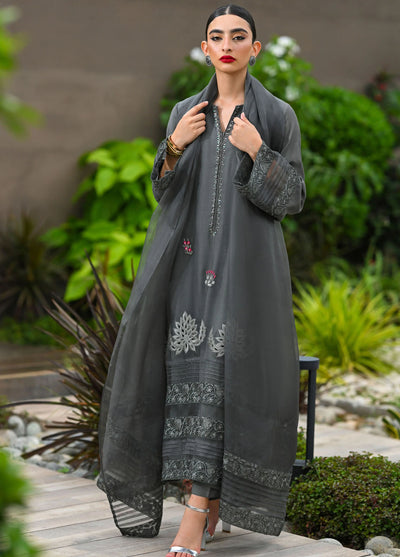 Hue Pret Embroidered Raw Silk 3 Piece Suit Zephyr