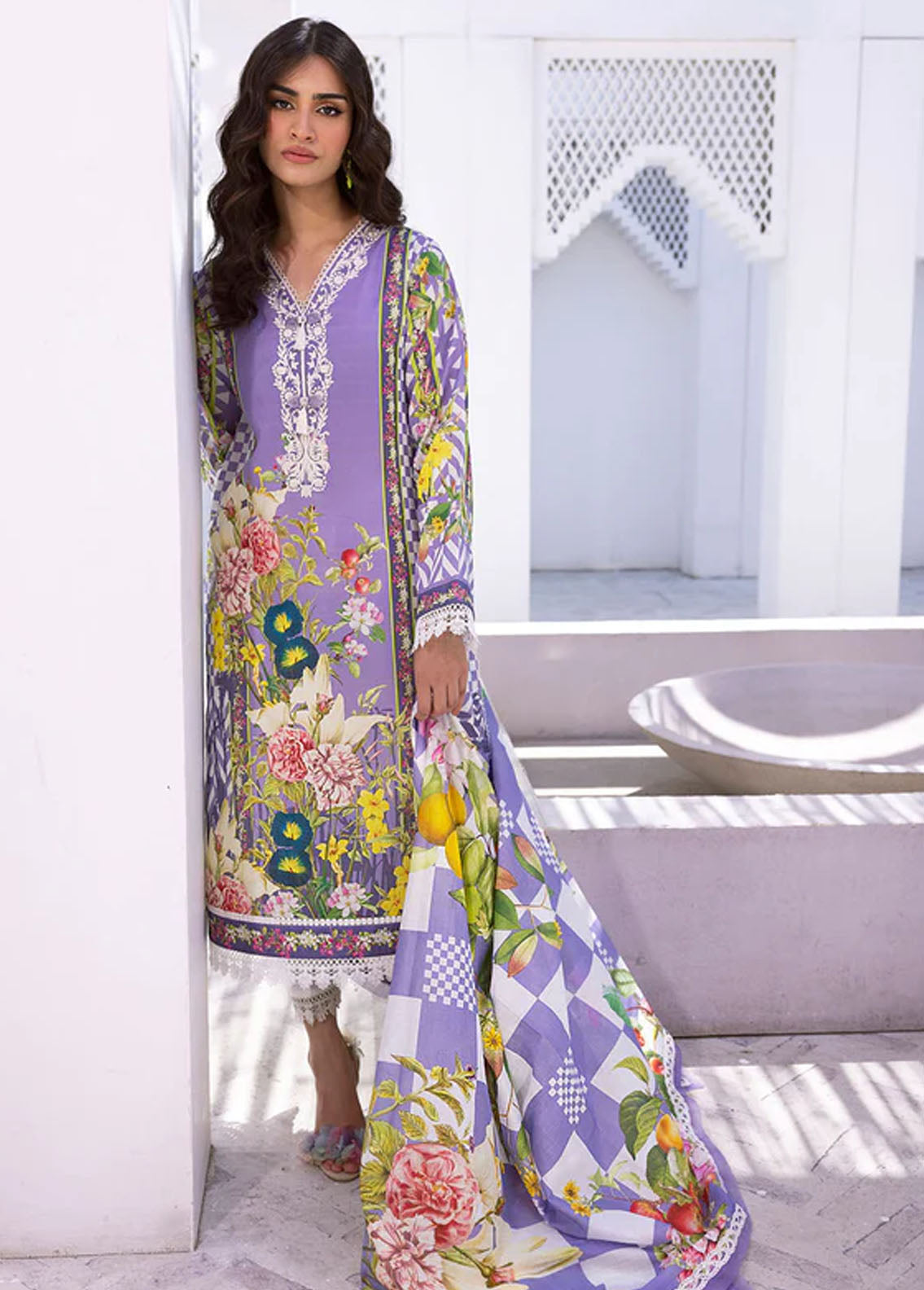 Leya by Roheenaz Unstitched Printed Lawn Collection 2024 RNZ-01B Hibiscus Bloom