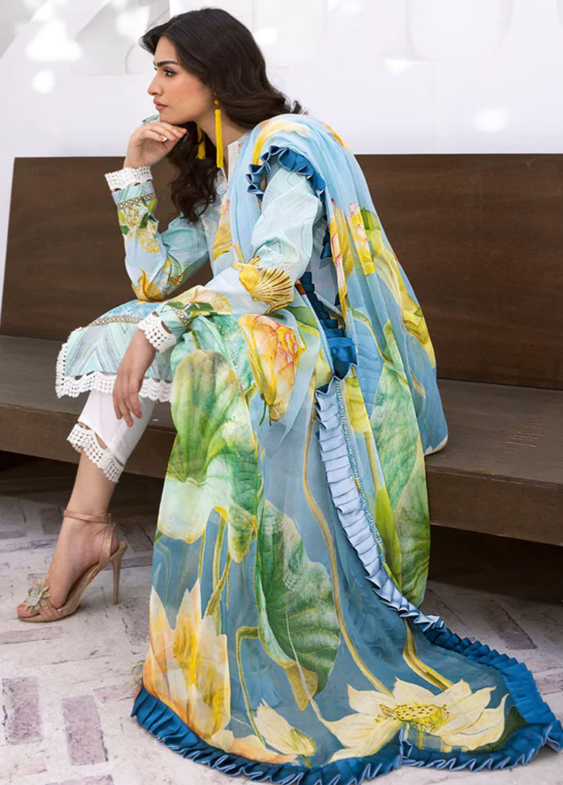 Leya by Roheenaz Unstitched Printed Lawn Collection 2024 RNZ-03B Ocean Breeze